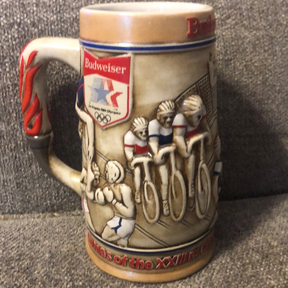 SALE 💚 Vtg Budweiser 1984 Los Angeles Olympics Beer Stein 1980 Ceramarte Mug